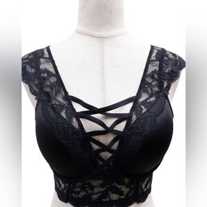 La Senza Black Bra/Camisole Lace, Wired, Padded, Stretchy, Sz 34B